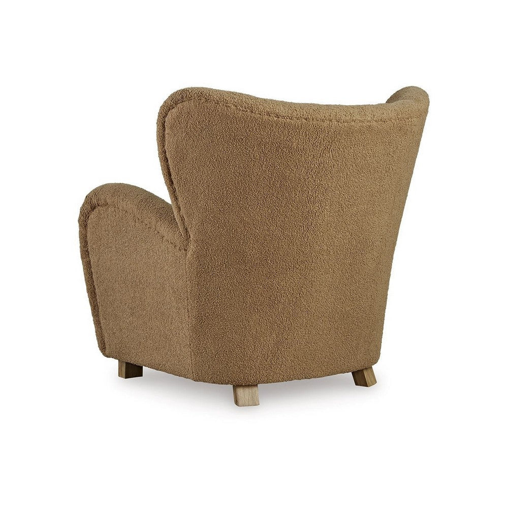 Lao Accent Chair Wingback Design Cushioned Tufted Back Brown Polyester By Casagear Home BM318669