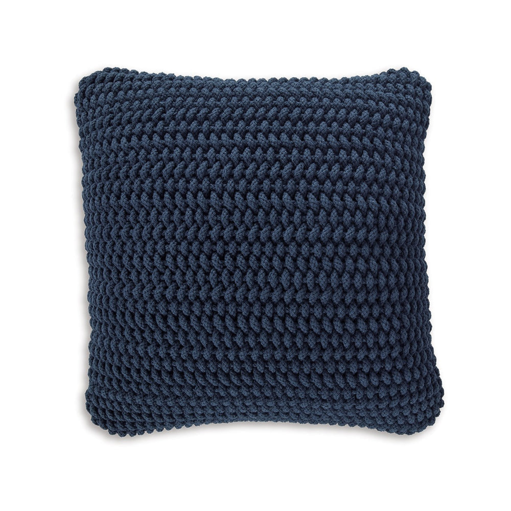 Ashley Ako Accent Pillow Set of 4, 20 Inch, Handwoven Blue Cotton