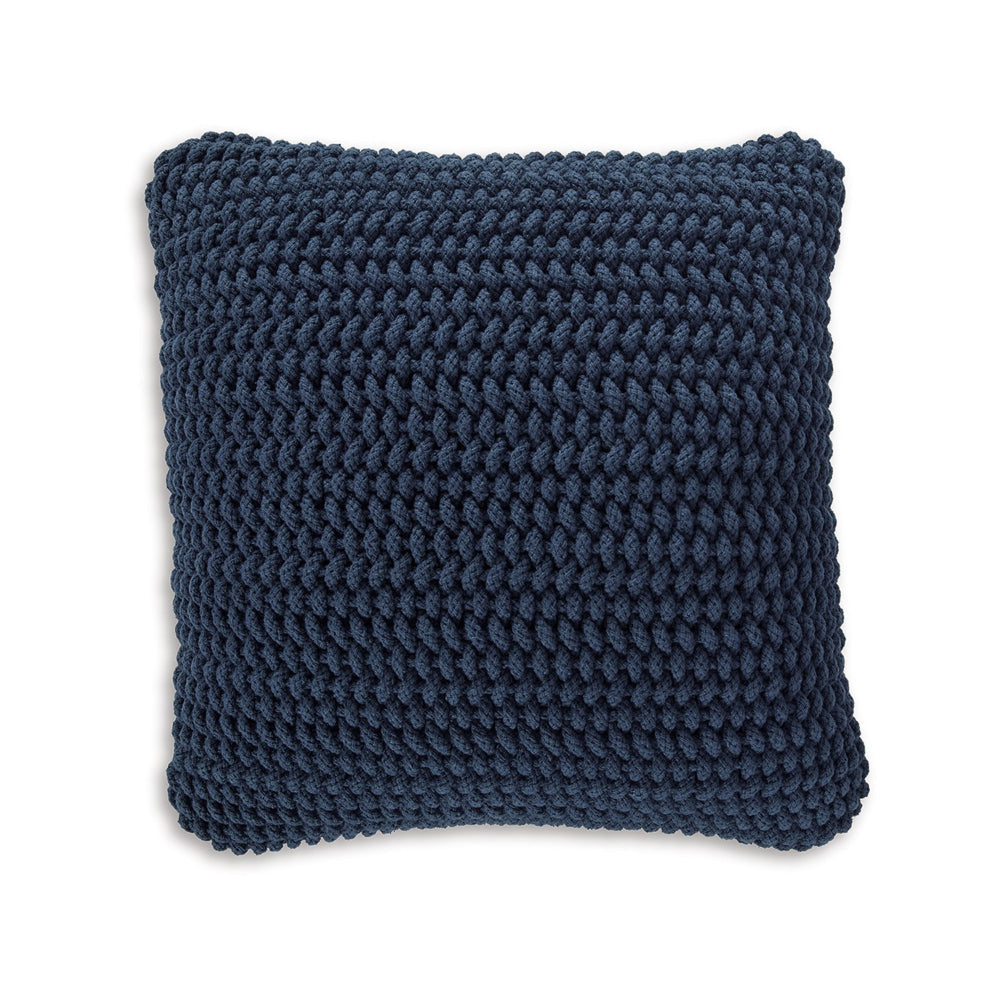 Ako Accent Pillow Set of 4, 20 Inch Square, Handwoven Navy Blue Cotton By Casagear Home