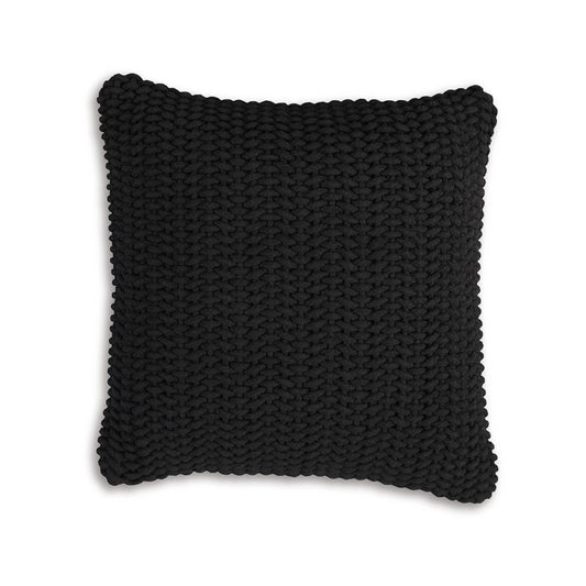 Ashley Accent Throw Pillow, 20 Inch Square, Handwoven Black Cotton