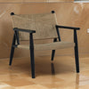 Ashley Accent Chair, Natural Brown Jute, Curved Seat Black Wood