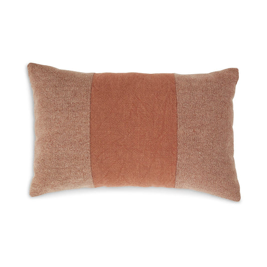 Ako Lumbar Pillow Set of 4, 14 x 22 Slim, Stonewashed Striped, Spice Pink By Casagear Home