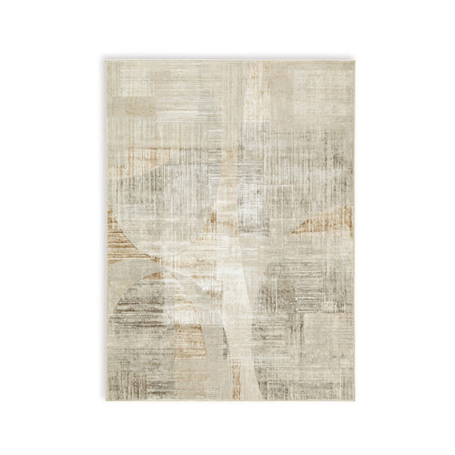 Ashley Wony 5 x 7 Medium Area Rug, Abstract Pattern, Gray Beige