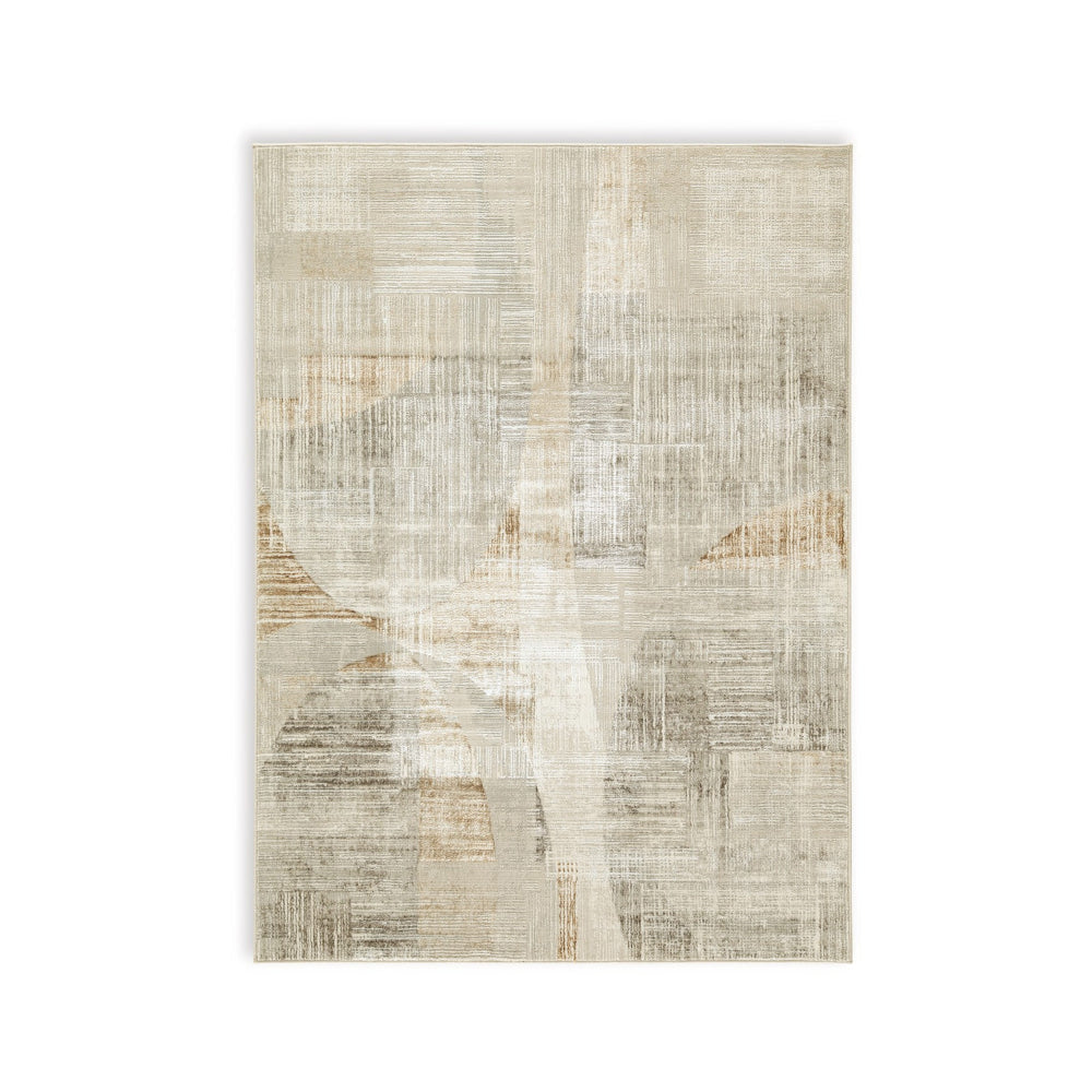 Ashley Wony 5 x 7 Medium Area Rug, Abstract Pattern, Gray Beige