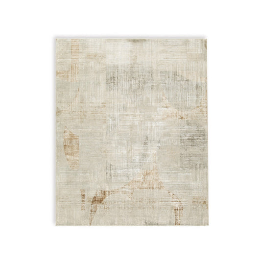 Wony 8 x 10 Large Area Rug, Abstract Pattern, Gray and Beige Polyester By Casagear Home