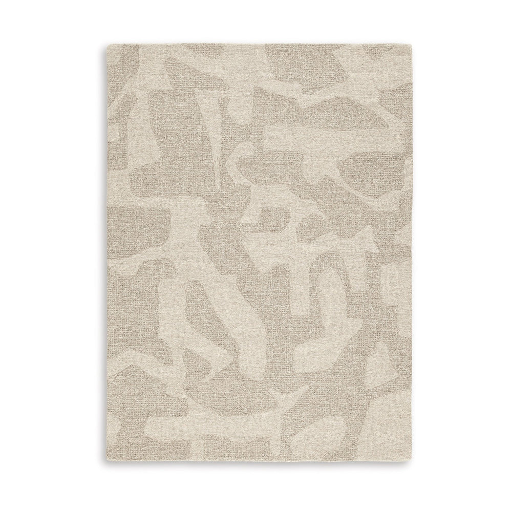 Ony 5 x 7 Medium Area Rug, Hand Tufted, Abstract Pattern, Taupe Beige Wool By Casagear Home