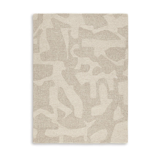 Ony 5 x 7 Medium Area Rug, Hand Tufted, Abstract Pattern, Taupe Beige Wool By Casagear Home