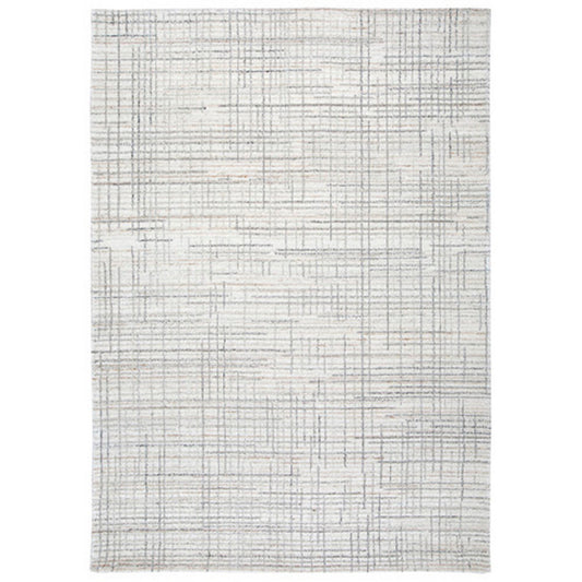 Stena 8 x 10 Inch Large Area Rug, Hand Tufted Abstract Pattern, Ivory Gray By Casagear Home