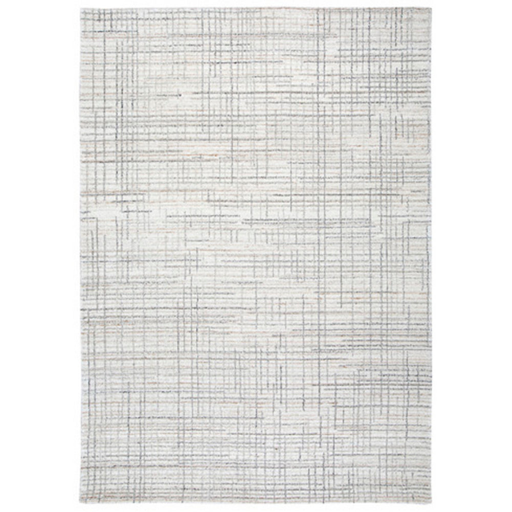 Stena 8 x 10 Inch Large Area Rug, Hand Tufted Abstract Pattern, Ivory Gray By Casagear Home