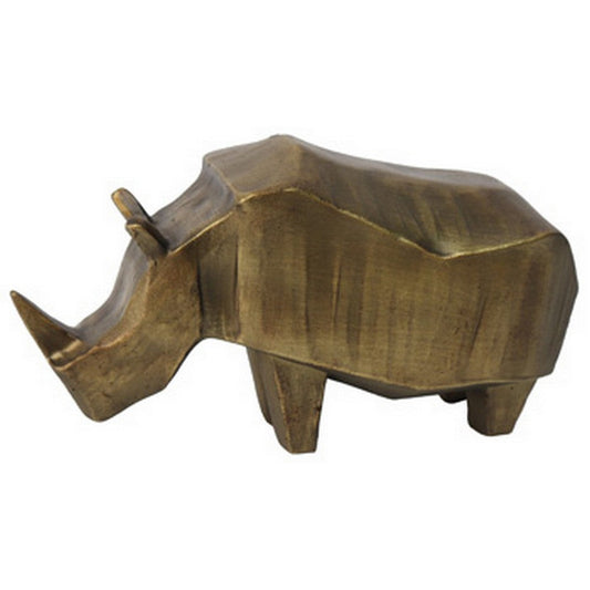 Ashley Geny Modern Rhino Sculpture, Carved, Home Decor, Gold Finish