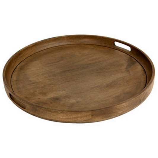 Ashley Bera Serving Tray, Round, Handles, Industrial Brown Finish