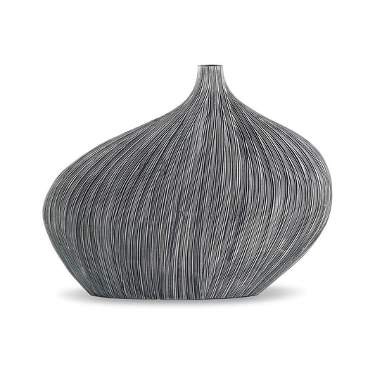 Crew Home Decor Vase, Asymmetric Round Turnip Shape Vase, Black Polyresin By Casagear Home