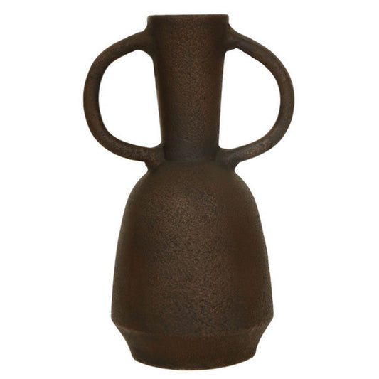 Adea Flower Vase, Antiqued Amphora Shape, Thin Neck Style, Brown Terracotta By Casagear Home