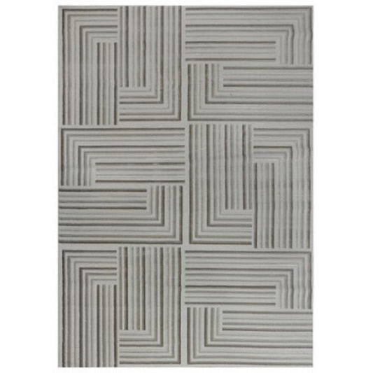 Ashley Dary 5 x 7 Medium Area Rug, Maze Geometric Style Taupe Gray