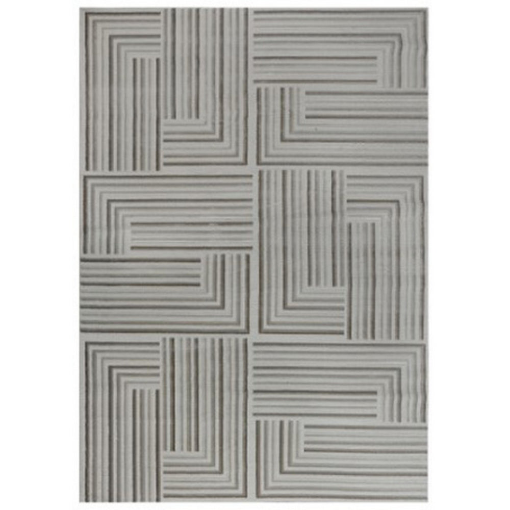 Dary 5 x 7 Medium Area Rug, Maze Style Geometric Pattern, Taupe and Gray By Casagear Home