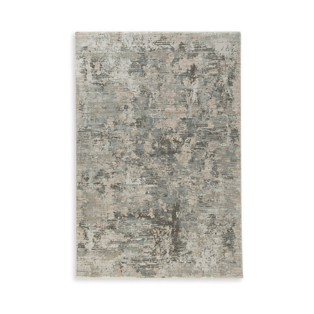 Duny 5 x 7 Medium Area Rug, Abstract Impression Art, Black White Polyester By Casagear Home