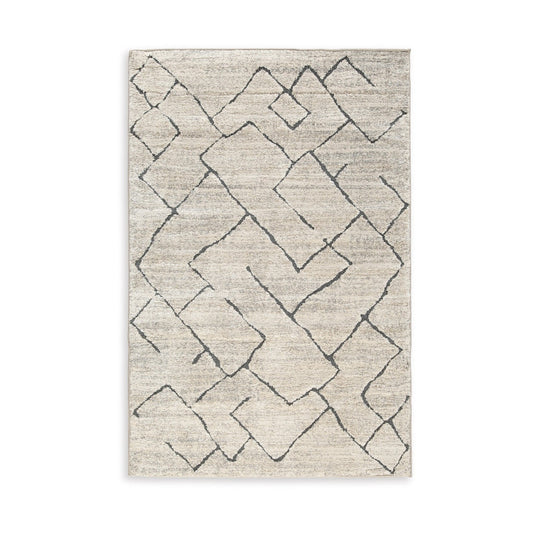 Bert 5 x 8 Medium Area Rug, Abstract Lined Pattern, Gray Cream Polyester By Casagear Home
