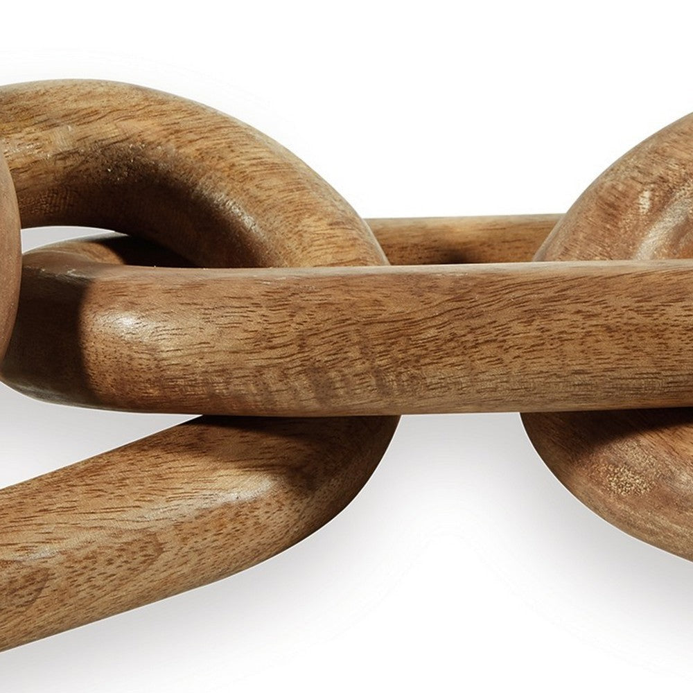 Delby Table Top Decor Sculpture Wood Chain Link Design Natural Brown Wood By Casagear Home BM318707