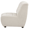 Hia Modular Armless Sofa Chair Low Profile Tufted Ivory White Silk Fabric By Casagear Home BM318708