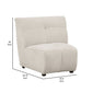 Hia Modular Armless Sofa Chair Low Profile Tufted Ivory White Silk Fabric By Casagear Home BM318708