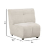 Hia Modular Armless Sofa Chair Low Profile Tufted Ivory White Silk Fabric By Casagear Home BM318708