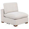 Lahe Modular Armless Sofa Chair, Brown Tapered Legs, Soft Ivory White By Casagear Home