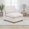 Lahe Modular Armless Sofa Chair, Brown Tapered Legs, Soft Ivory White By Casagear Home