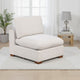 Lahe Modular Armless Sofa Chair, Brown Tapered Legs, Soft Ivory White By Casagear Home