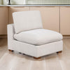 Lahe Modular Armless Sofa Chair, Brown Tapered Legs, Soft Ivory White By Casagear Home