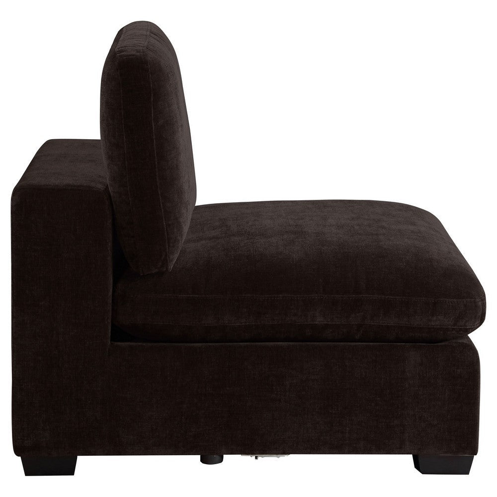 Lahe Modular Armless Sofa Chair Modern Tapered Legs Soft Brown Fabric By Casagear Home BM318710