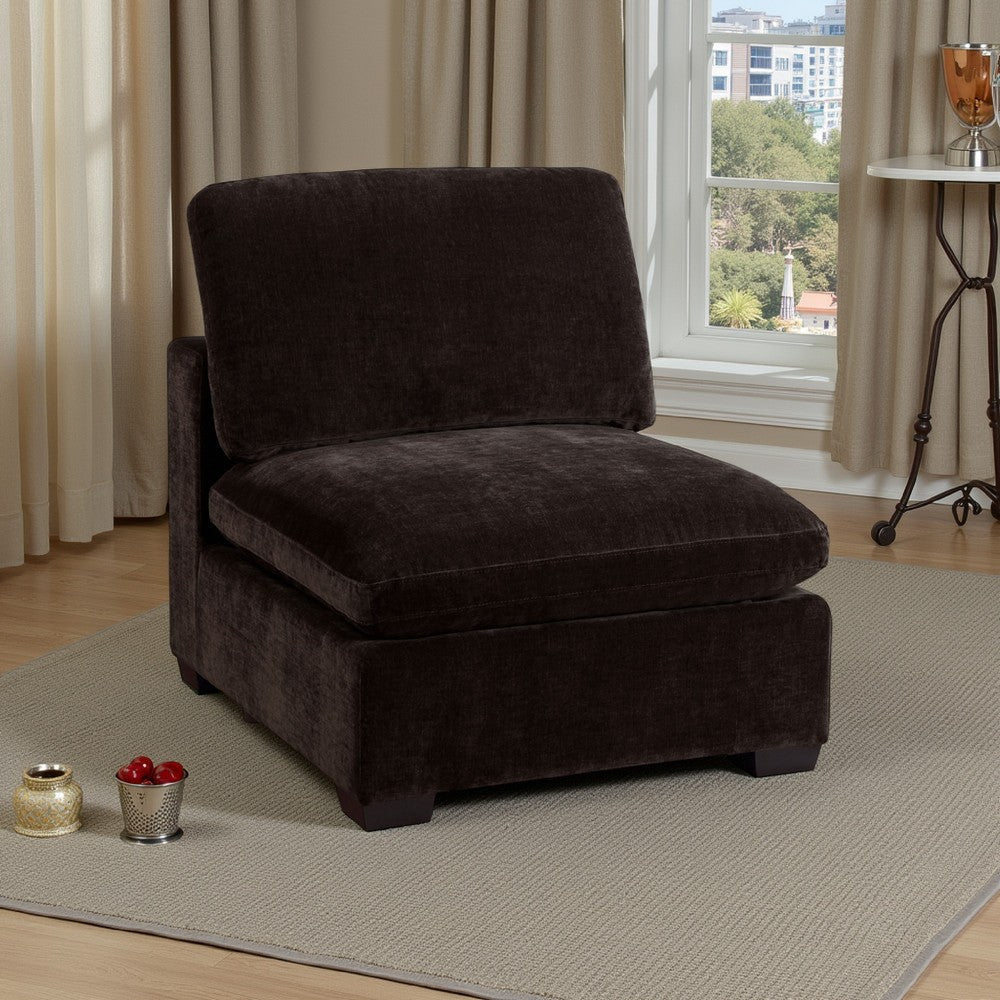 Lahe Modular Armless Sofa Chair, Modern Tapered Legs, Soft Brown Fabric By Casagear Home