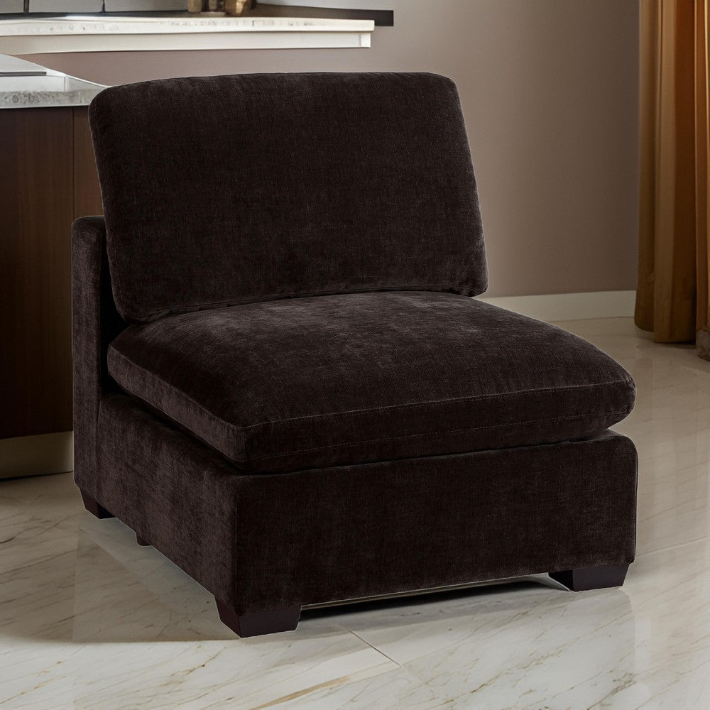 Lahe Modular Armless Sofa Chair, Modern Tapered Legs, Soft Brown Fabric By Casagear Home