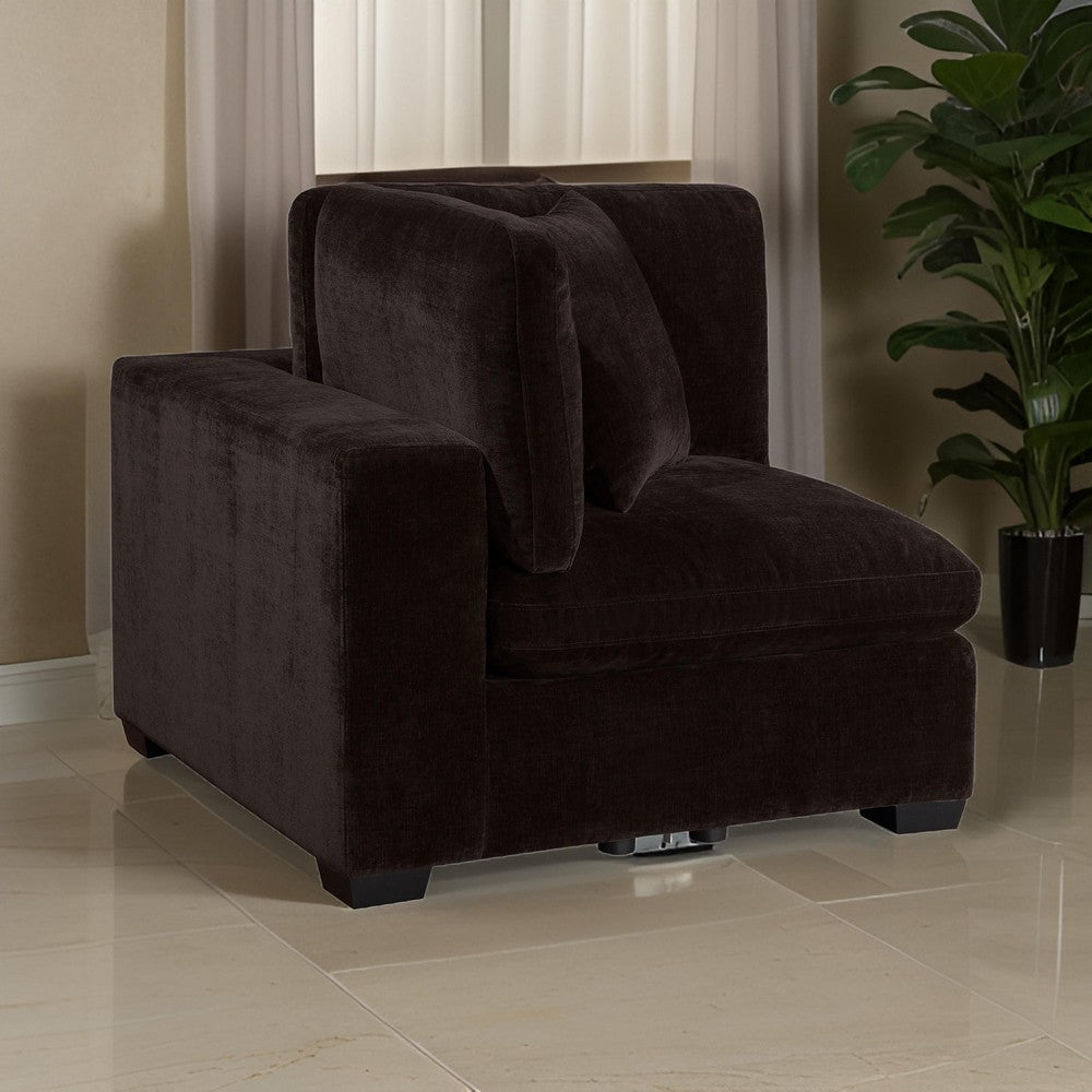 Lahe Modular Corner Sofa Chair, Modern Tapered Legs, Soft Brown Fabric By Casagear Home