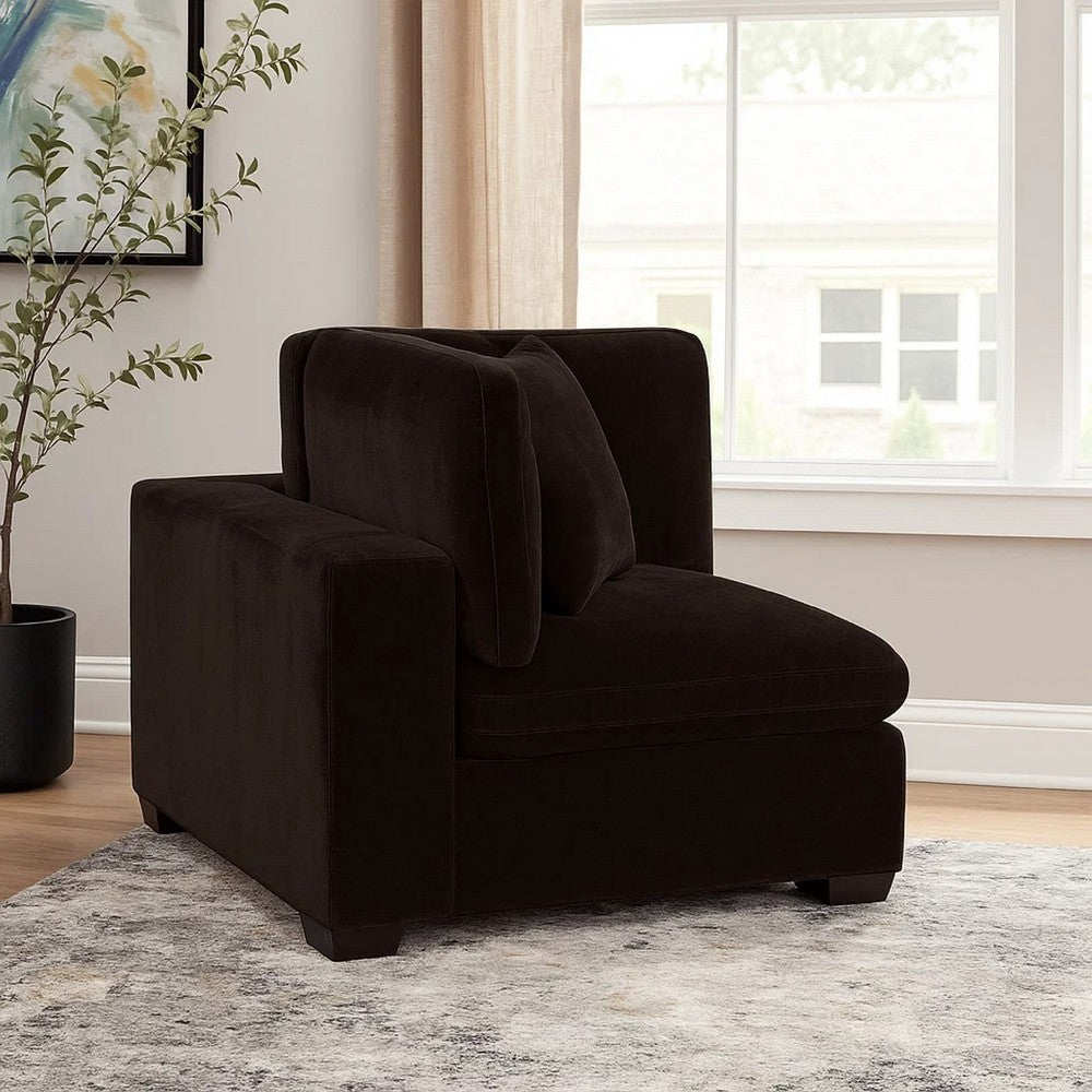 Lahe Modular Corner Sofa Chair, Modern Tapered Legs, Soft Brown Fabric By Casagear Home