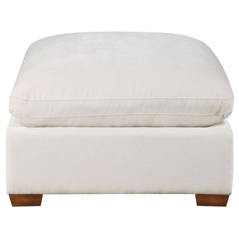 Lahe 41 Inch Modular Ottoman Brown Tapered Legs Seat Ivory White Fabric By Casagear Home BM318713