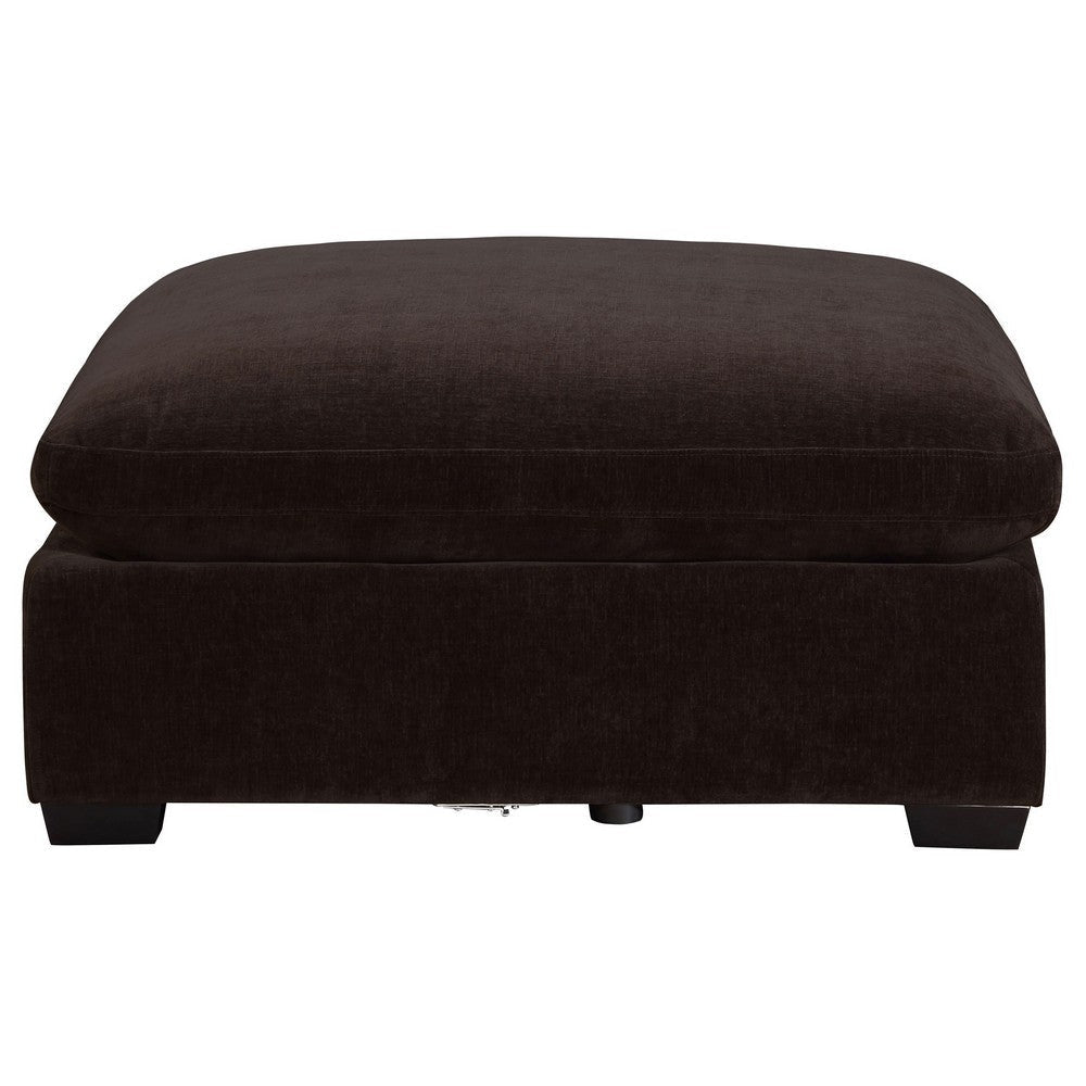 Lahe 41 Inch Modular Ottoman Tapered Legs Cushioned Soft Brown Fabric By Casagear Home BM318714