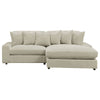 Lain Sectional Sofa with Reversible Chaise 6 Throw Pillows Beige Corduroy By Casagear Home BM318715