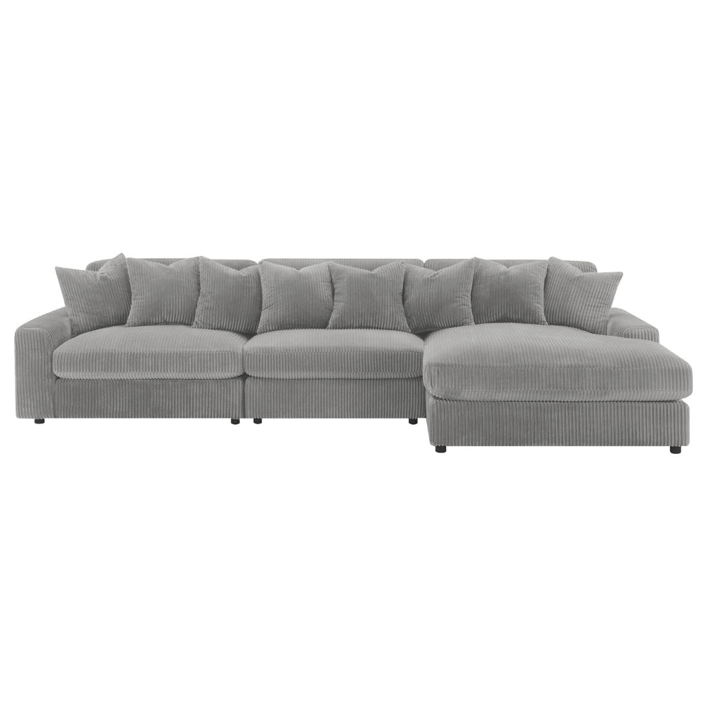 Lain 3pc Sectional Sofa with Reversible Chaise 8 Throw PIllows Gray By Casagear Home BM318718