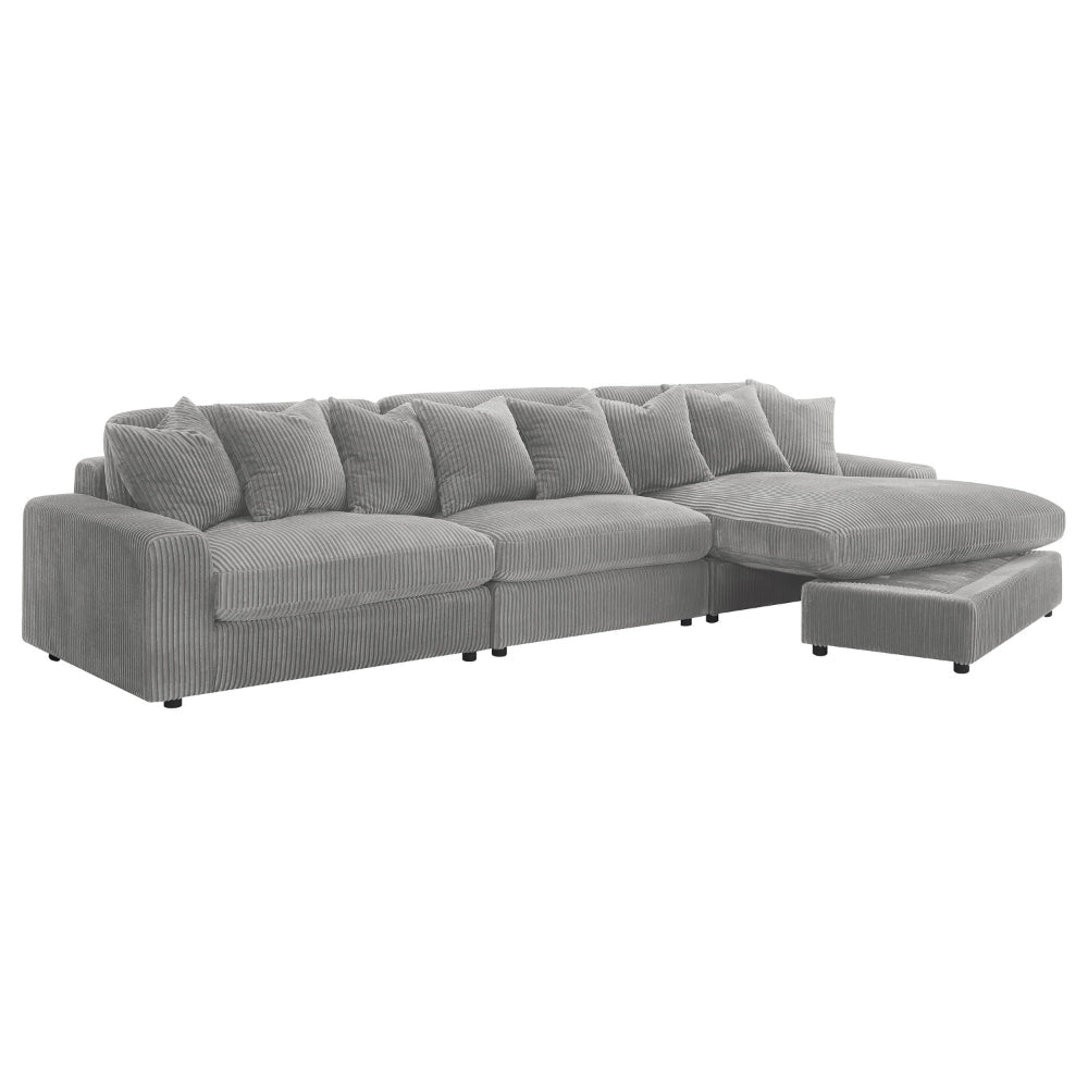 Lain 3pc Sectional Sofa with Reversible Chaise 8 Throw PIllows Gray By Casagear Home BM318718