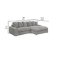 Lain Sectional Sofa with Reversible Chaise 6 Throw Pillows Gray Corduroy By Casagear Home BM318719