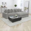 Lain Sectional Sofa with Reversible Chaise, 6 Throw Pillows, Gray Corduroy By Casagear Home