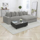 Lain Sectional Sofa with Reversible Chaise, 6 Throw Pillows, Gray Corduroy By Casagear Home