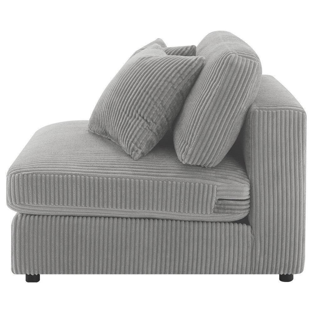 Lain Modular Armless Sofa Chair with 2 Accent Pillows Gray Corduroy By Casagear Home BM318720