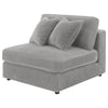 Lain Modular Armless Sofa Chair with 2 Accent Pillows Gray Corduroy By Casagear Home BM318720