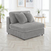 Lain Modular Armless Sofa Chair with 2 Accent Pillows, Gray Corduroy By Casagear Home