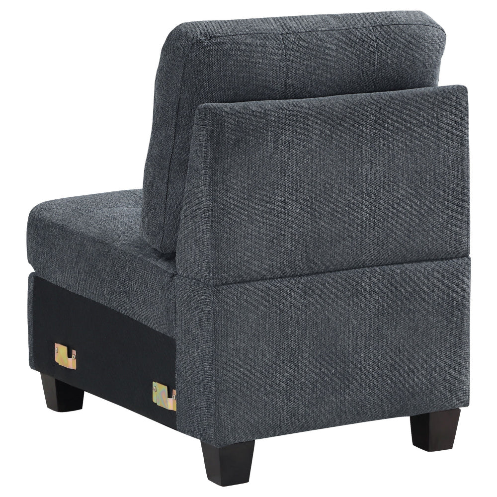 Seh Armless Modular Sofa Chair with Plush Cushions Soft Dark Gray Fabric By Casagear Home BM318721