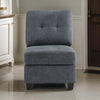 Seh Armless Modular Sofa Chair with Plush Cushions, Soft Dark Gray Fabric By Casagear Home