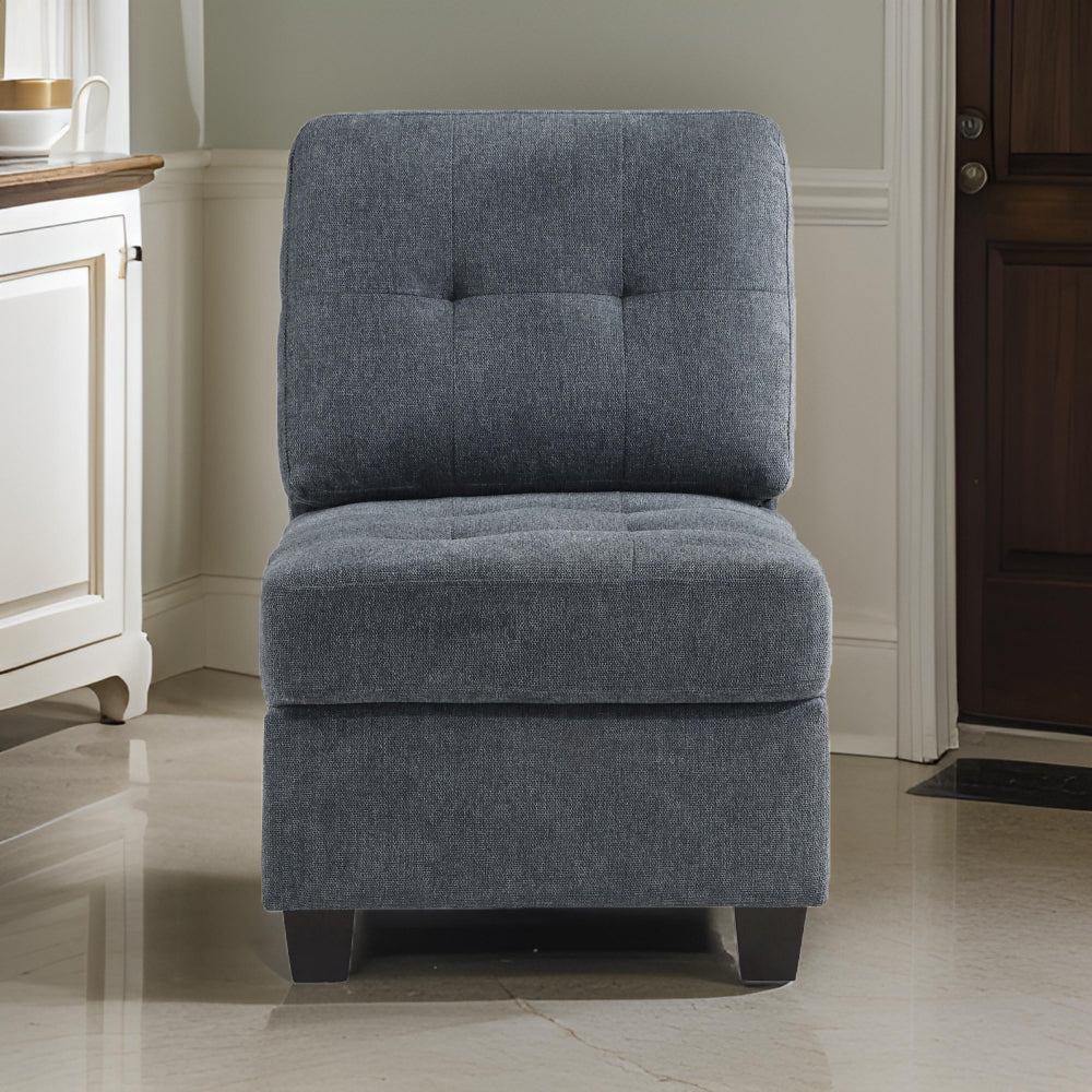 Seh Armless Modular Sofa Chair with Plush Cushions, Soft Dark Gray Fabric By Casagear Home