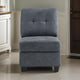 Seh Armless Modular Sofa Chair with Plush Cushions, Soft Dark Gray Fabric By Casagear Home