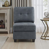 Seh Armless Modular Sofa Chair with Plush Cushions, Soft Dark Gray Fabric By Casagear Home